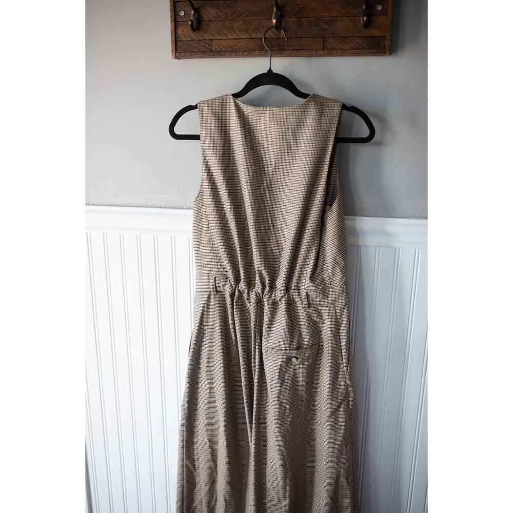 Anthropologie Brown Plaid Wide-Leg Jumpsuit - Picture 4 of 4